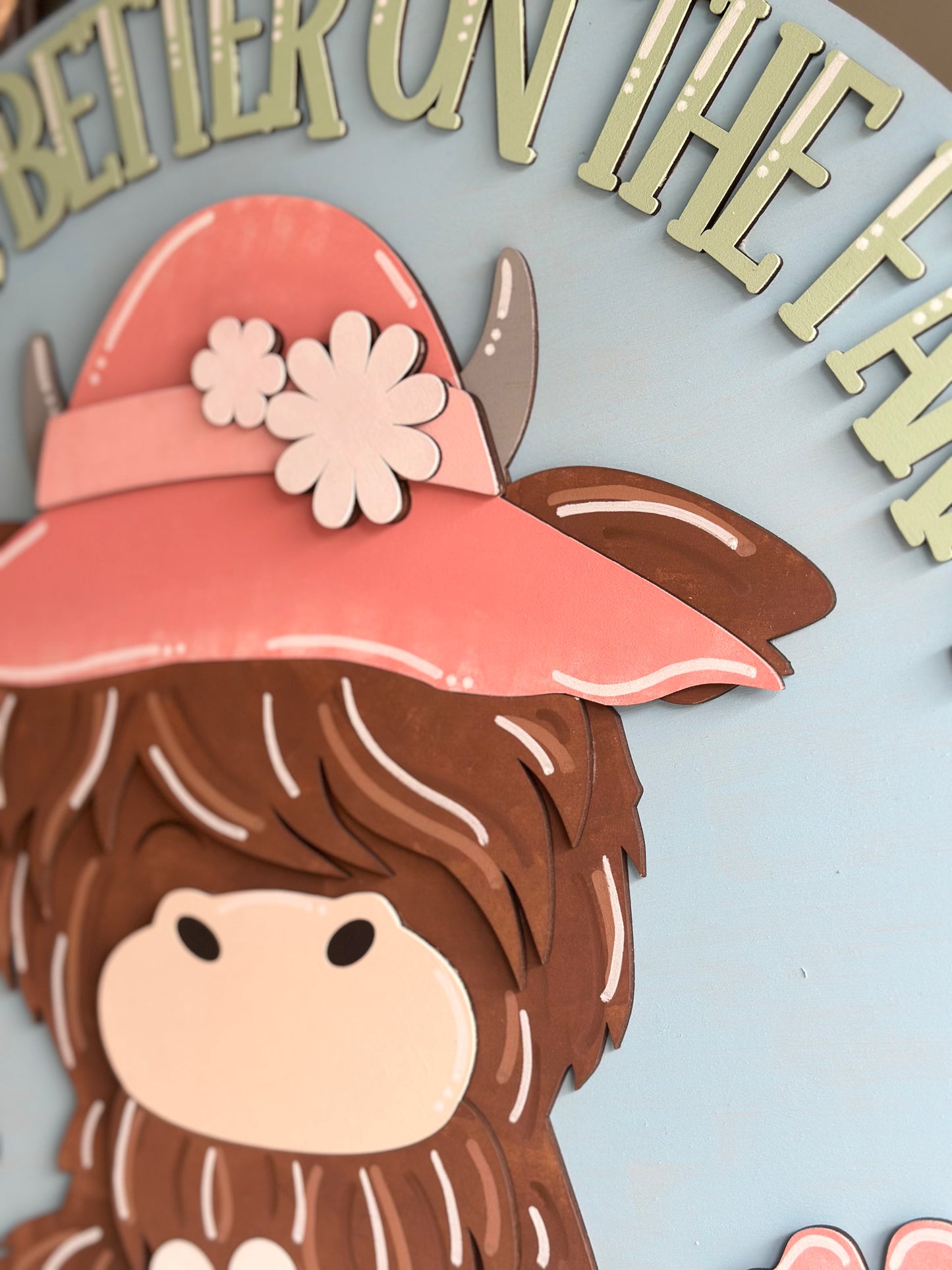 Highland Cow Spring Is Better On The Farm Door Hanger