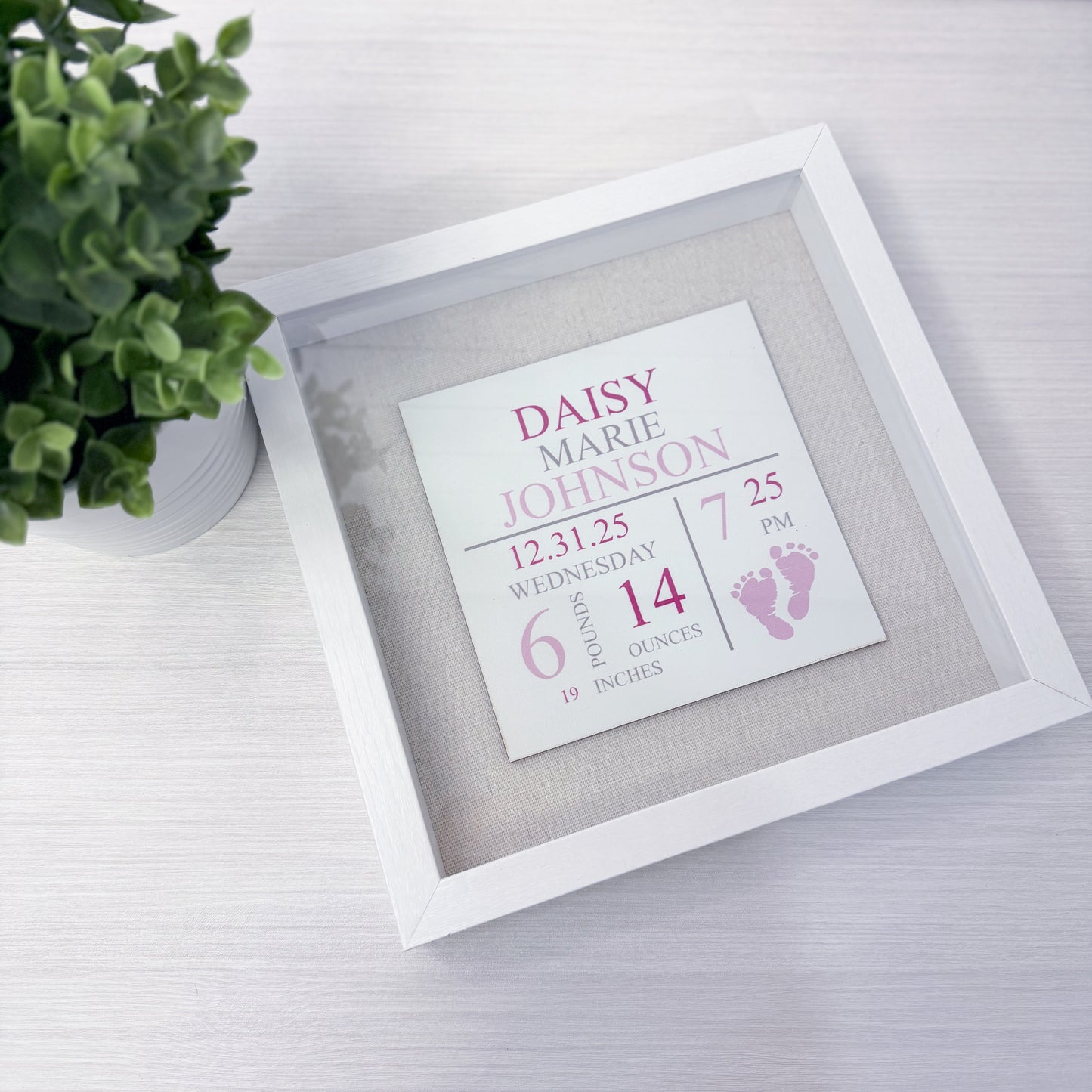Personalized Birth Announcement Framed Sign