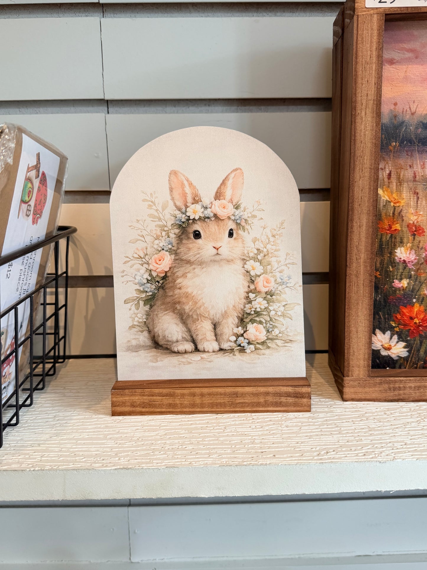 Floral Bunny Wood Arch