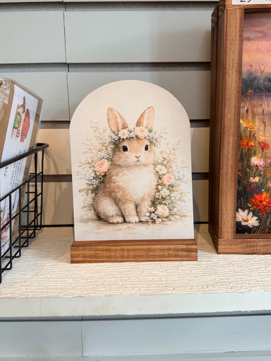 Floral Bunny Wood Arch
