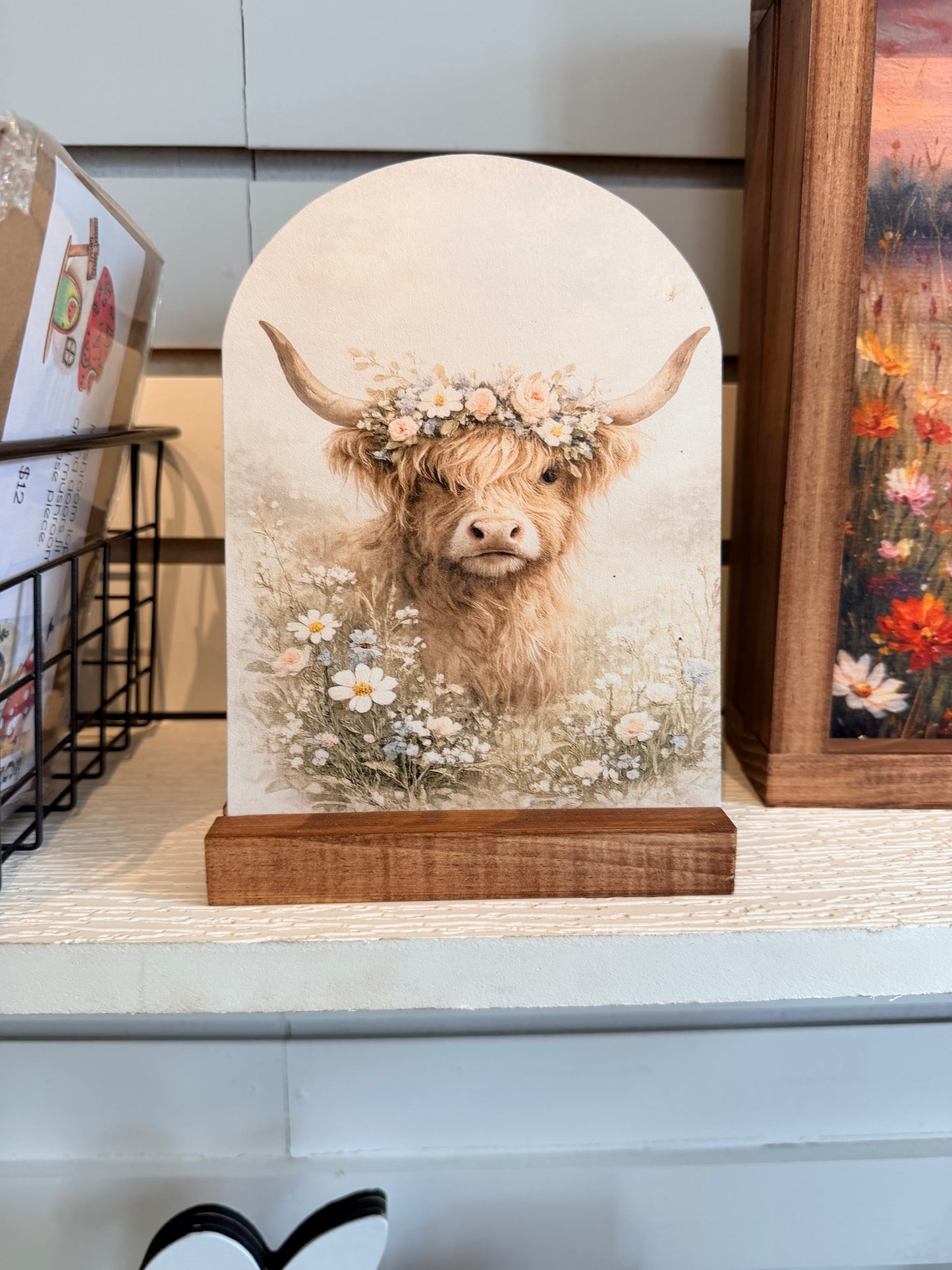 Spring Highland Cow Wood Arch