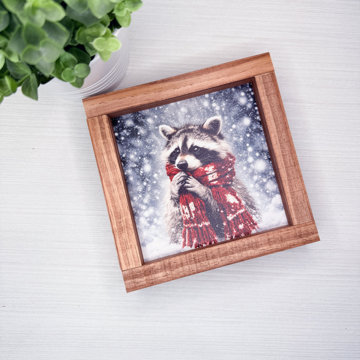 Winter Raccoon Wood Sign