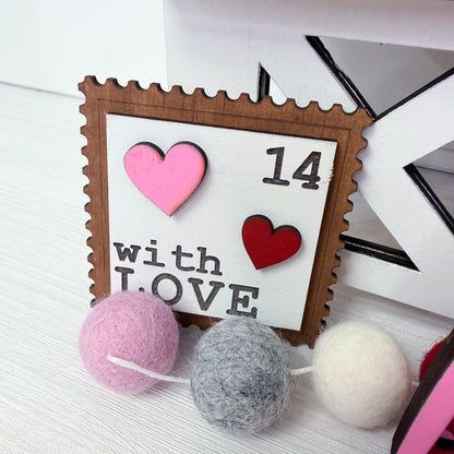 Decorative item with hearts and numbers on a white background