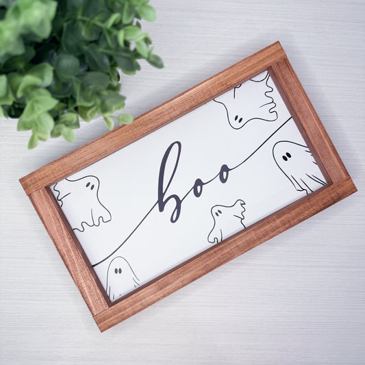 Boo Ghost Wood Sign