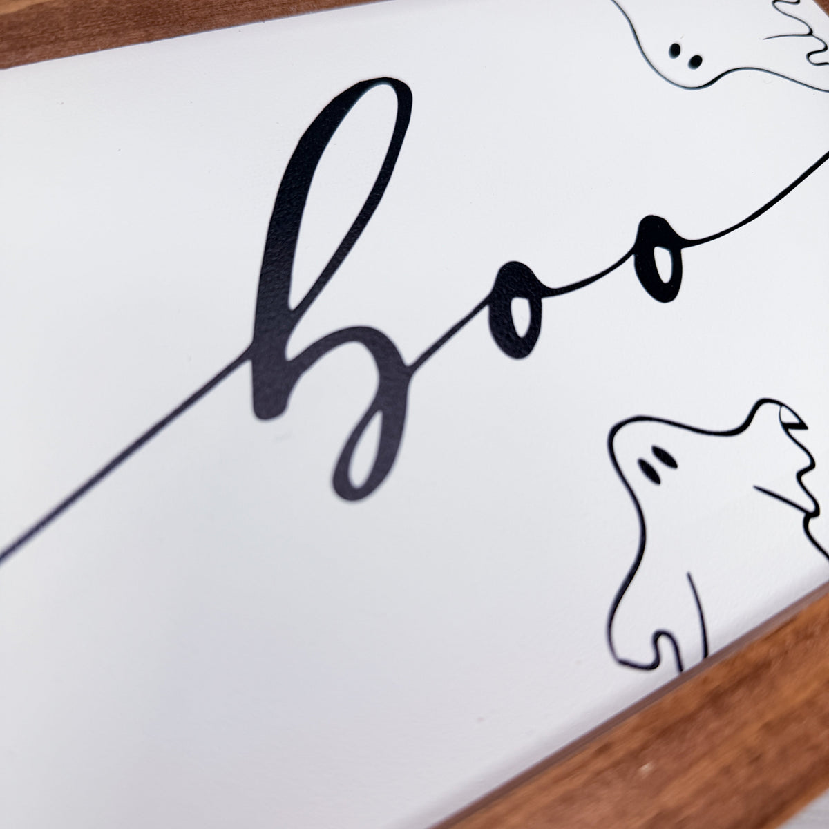 Boo Ghost Wood Sign