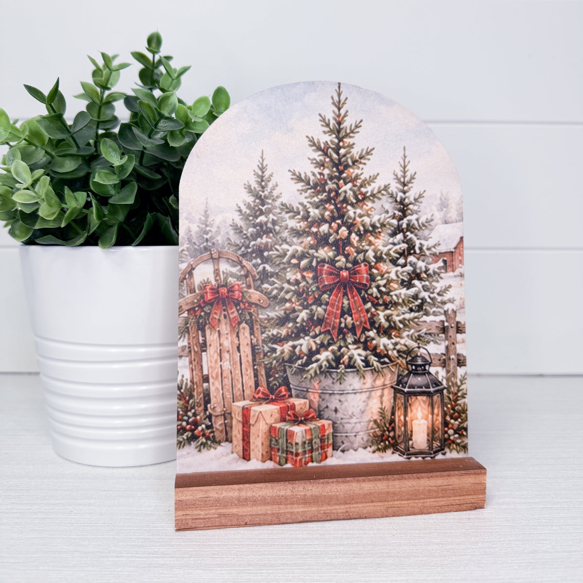 Vintage Christmas Tree Wood Arch