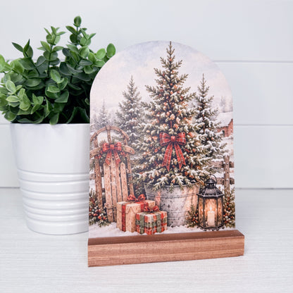 Vintage Christmas Tree Wood Arch