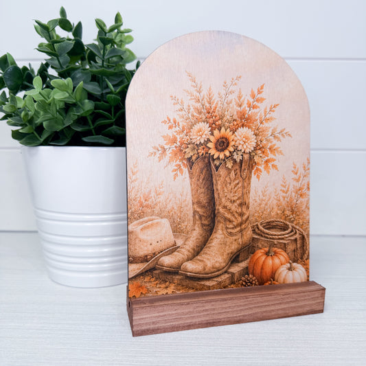 Fall Cowboy Boot Wood Arch