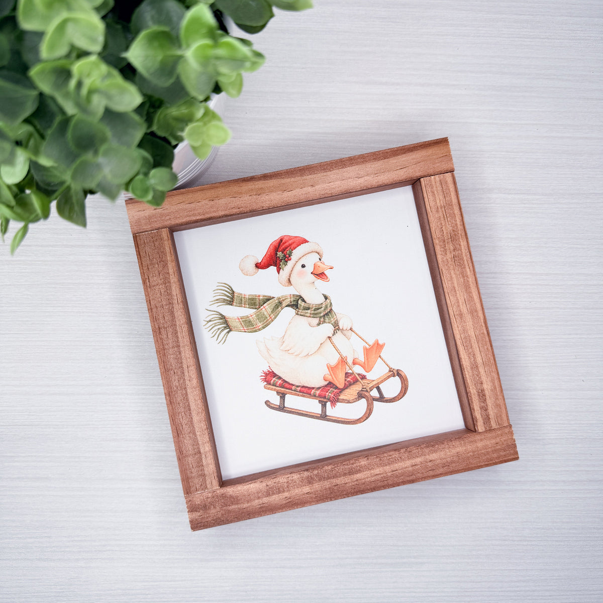 Christmas Goose on Sled Wood Sign