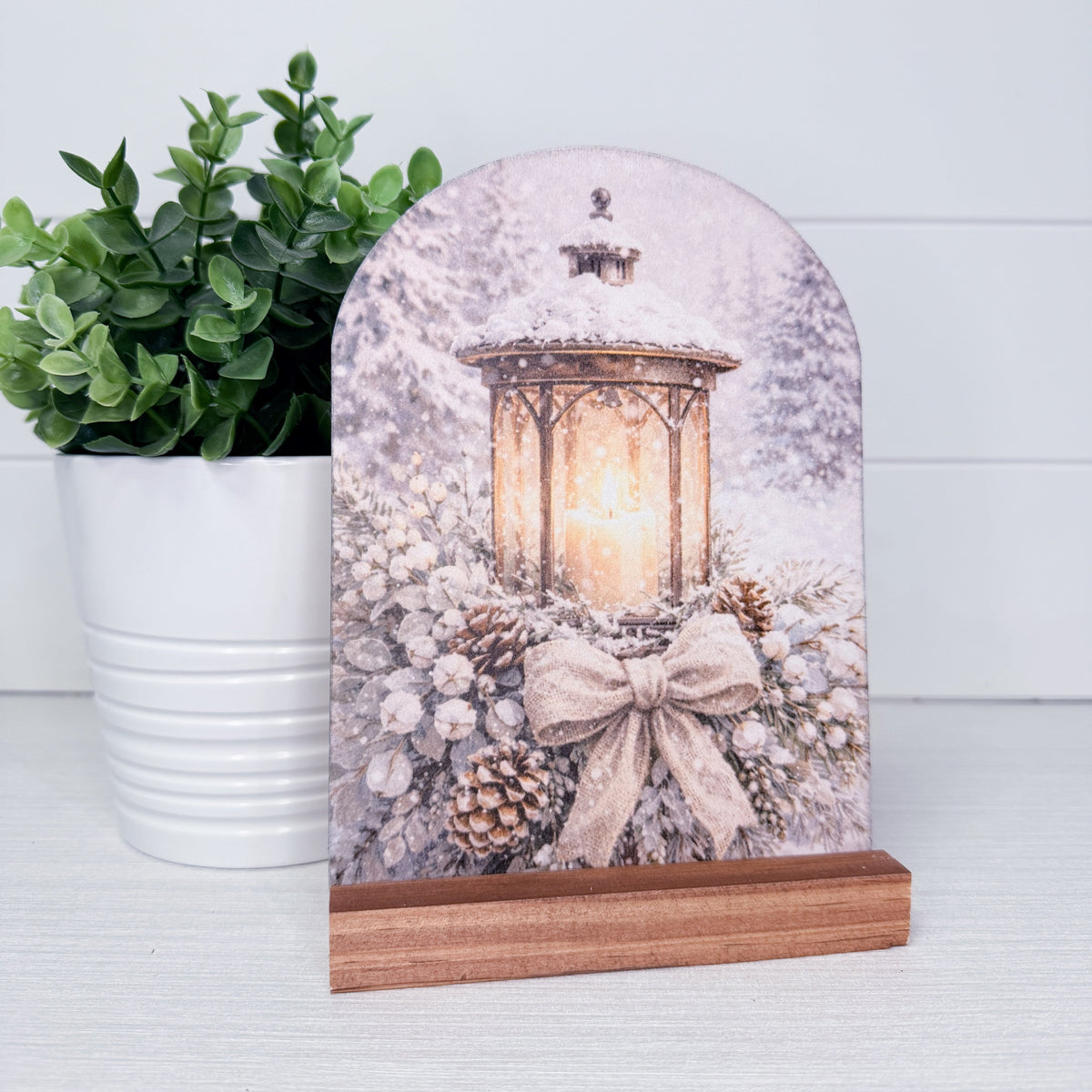Vintage Winter Lantern Wood Arch