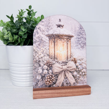 Vintage Winter Lantern Wood Arch