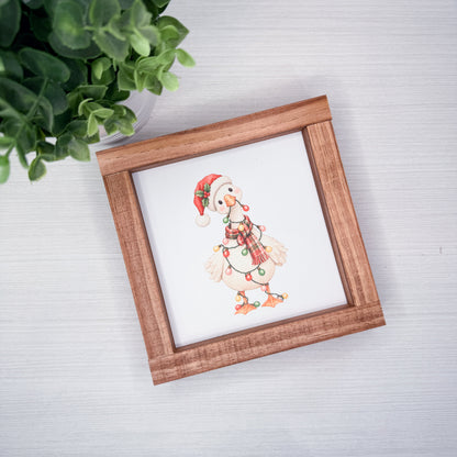 Christmas Light Goose Wood Sign