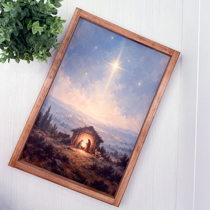 O Holy Night Nativity Wood Sign