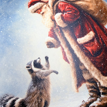 Santa and Raccoon Wood Sign