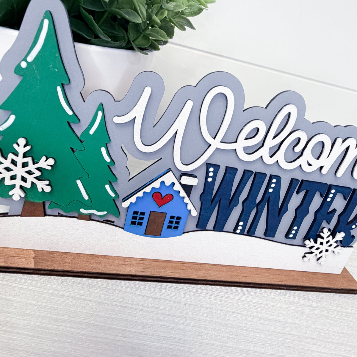 Welcome Winter Wooden Shelf Sitter