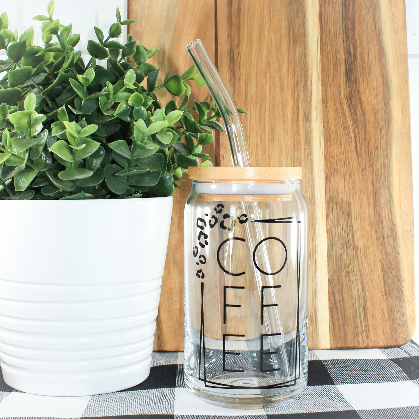 Leopard Coffee Can Glass Tumbler