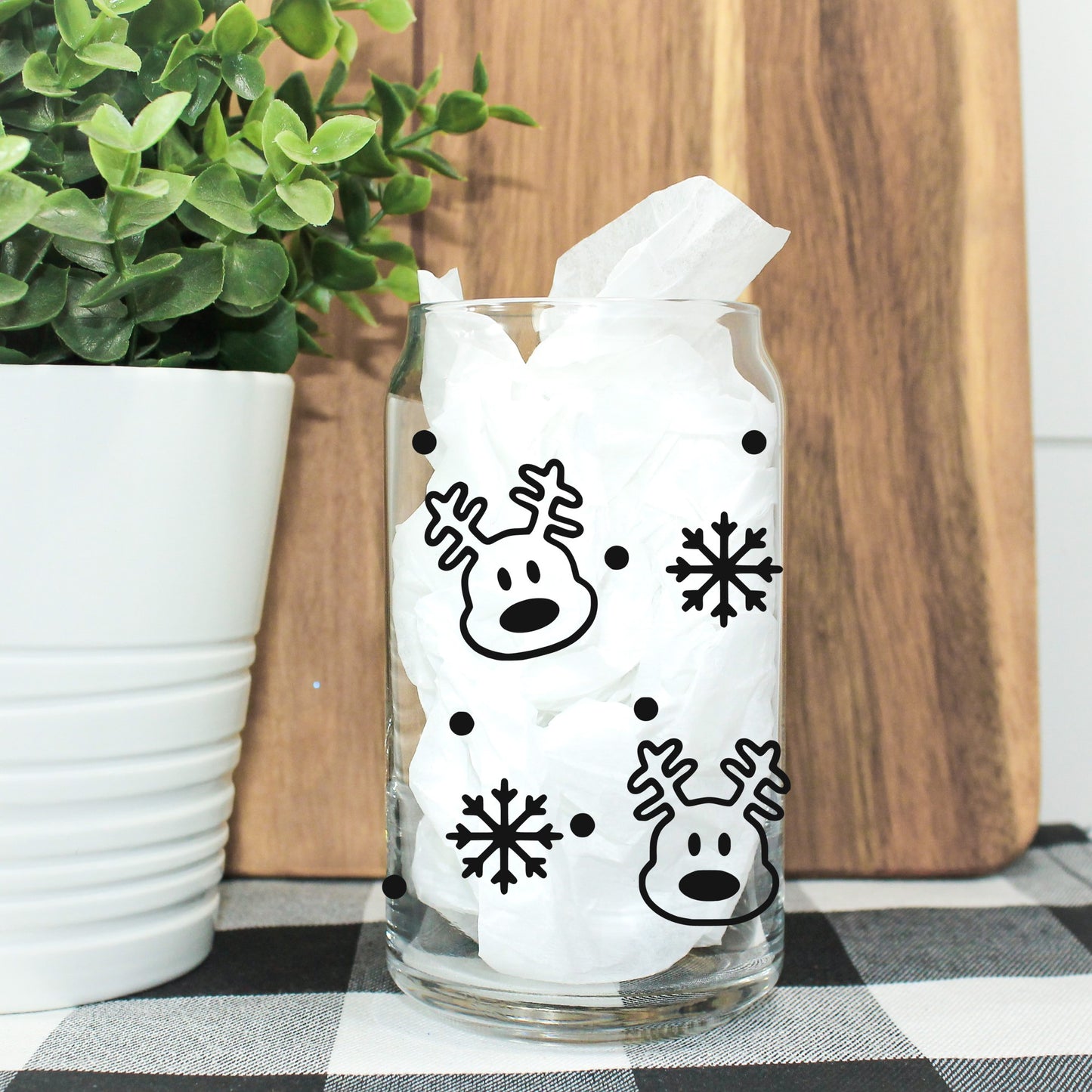 Reindeer Wrapped Can Glass Tumbler